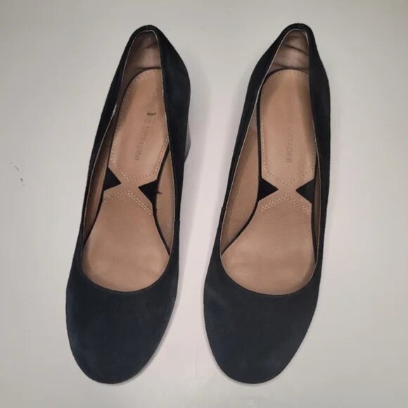 Adrienne Vittadini Black Suede Block Heel Pumps sz 8.5 - Picture 3 of 6
